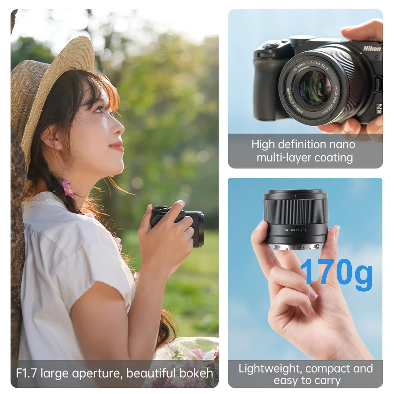 VILTROX 56mm F1.7 E APS-C Lens for Sony E-Mount, STM Auto Focus Lens