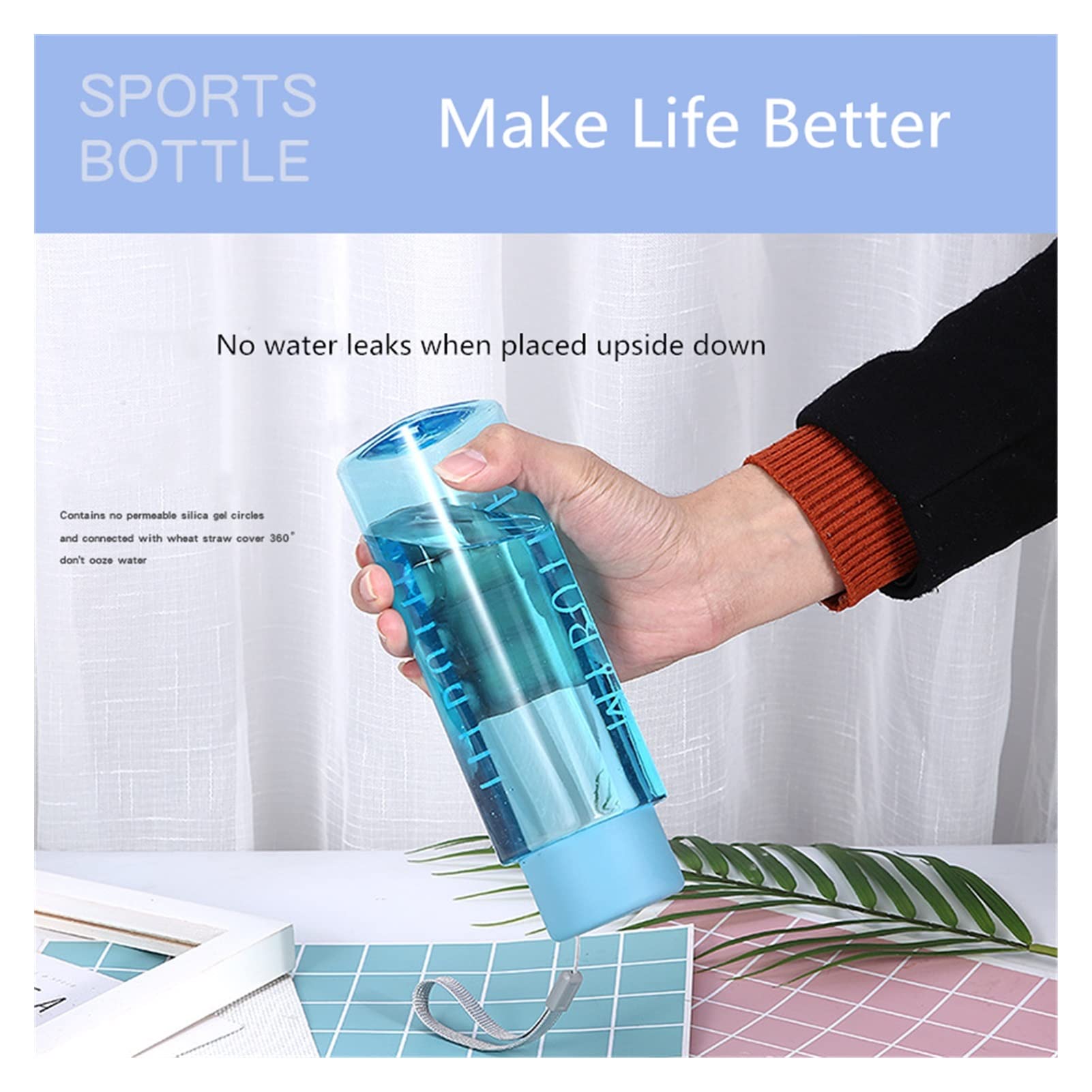 Tazza per Acqua in plastica, Grande capacità, Opaca, per Sport all'aperto, per Uomini, Donne e Studenti, Portatile