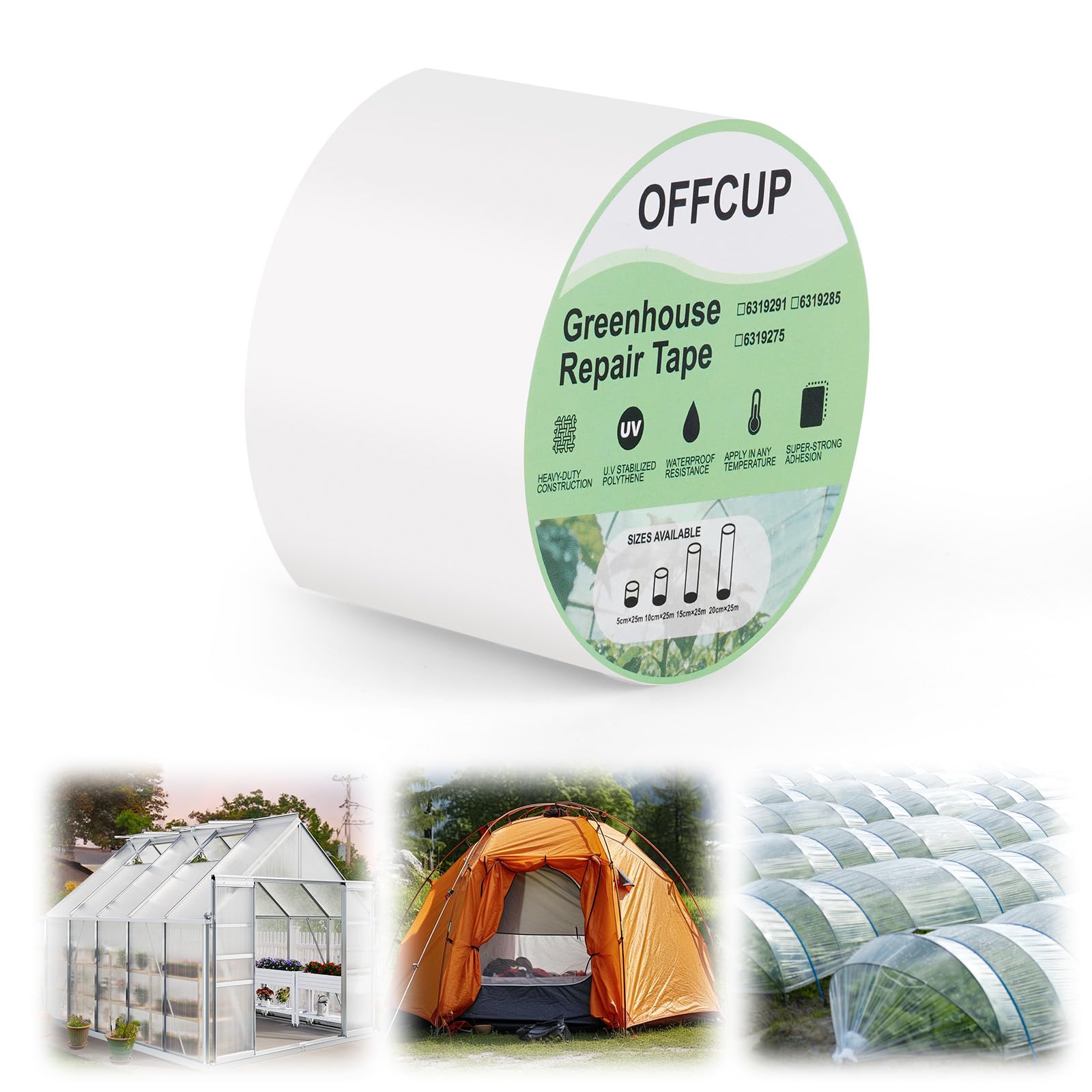 OFFCUP 5cm x 25m Greenhouse Repair Tape, Clear Polythene UV Resistant Plastic Sheeting, Polytunnel Greenhouse Clear Polythene Repair Tape for Polytunnel Greenhouse Cover Film Seaming Sealing