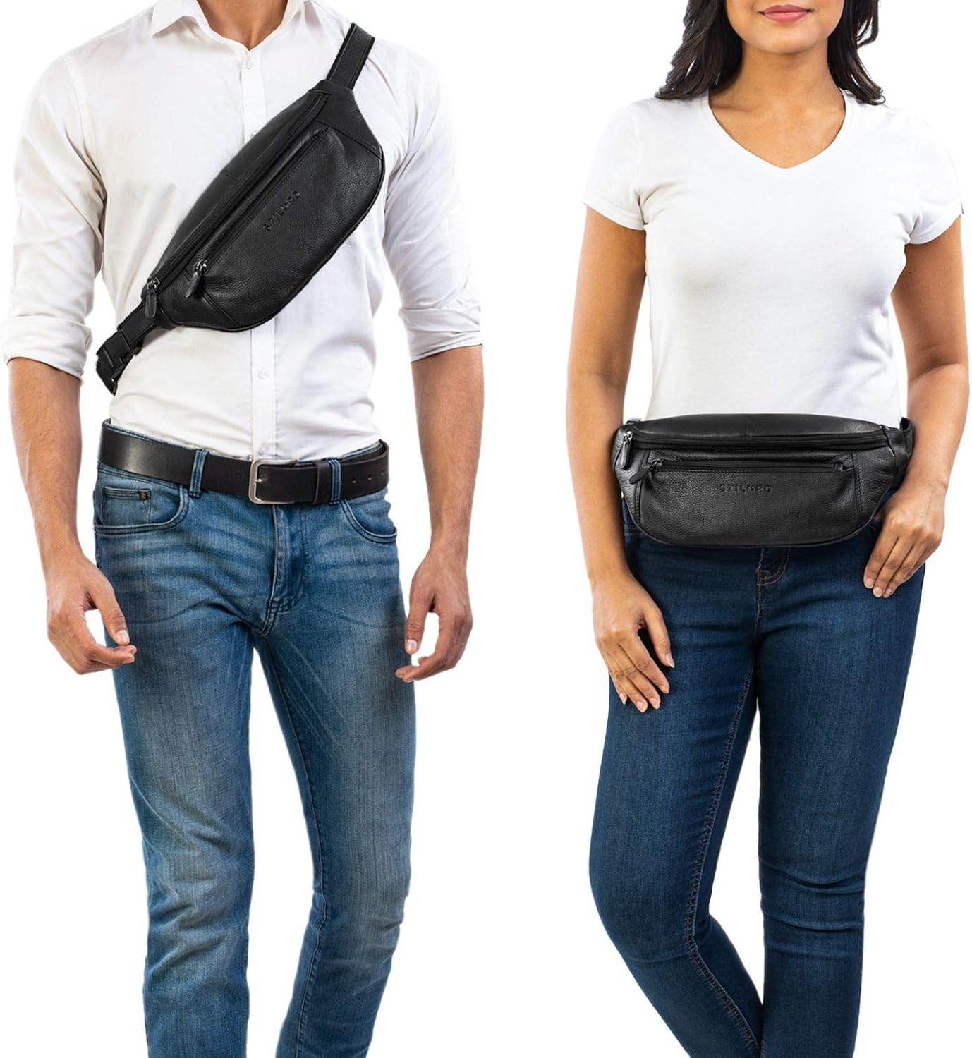 STILORD "Bryce" Vintage Fanny Pack Leather Belt Bag Large Vintage Bum Bag for Men Women Hip Bag Belt Bag Pouch for Jogging Festival Travel Colour:Black - Image 3