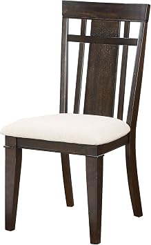 Set of 2 Classic Dining Chairs, Dark Brown Wooden Frame with Beige Seat Cushions for Kitchen or Dining Room