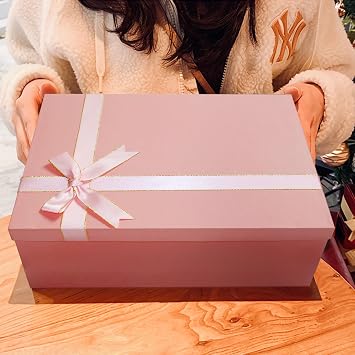 Eerbaier Pink Gift Box for Present, Large Gift Wrap Box 13 x 9.9 x 5 Inches - Elegant Gift Box with Lid for Birthdays, Anniversaries, and Other Special Occasions