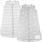 Baby Sleep Sack 1.0 TOG, Organic Cotton Baby Wearable Blanket with Two-Way Zipper, Swaddle Transition Baby Sleeping Bag, All-Season Sleep Sack for Newborn Infant Toddler Boy Girl, 2-Pack, 12-18 Month