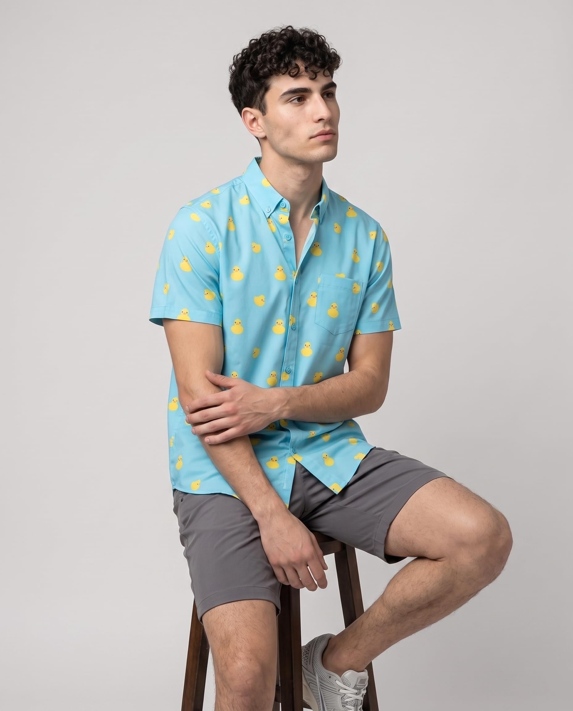 Visive Camisa Hawaiana de Manga Corta con Botones para Hombre Grande