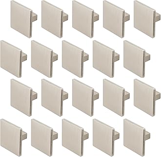 Decoranddecor Calla Square Cabinet Knob Door Pull Handle Kitchen Cupboard Furniture Drawer (20 Pack, Brushed Chrome)