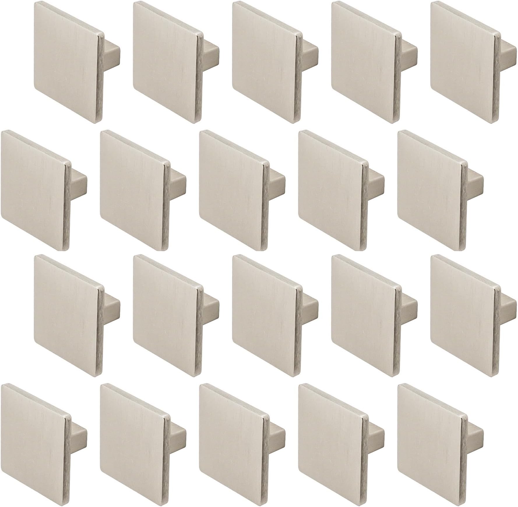 Decoranddecor Calla Square Cabinet Knob Door Pull Handle Kitchen Cupboard Furniture Drawer (20 Pack, Brushed Chrome)
