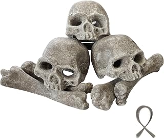 9 Pcs Ceramic Skulls for Fire Pit, Durable Reusable Fireproof Fire Pit Skull Log for Bonfire, Campfire, Fireplace, Firepit, Halloween Decor for Gas, Propane, Suitable for Winter Fireplaces