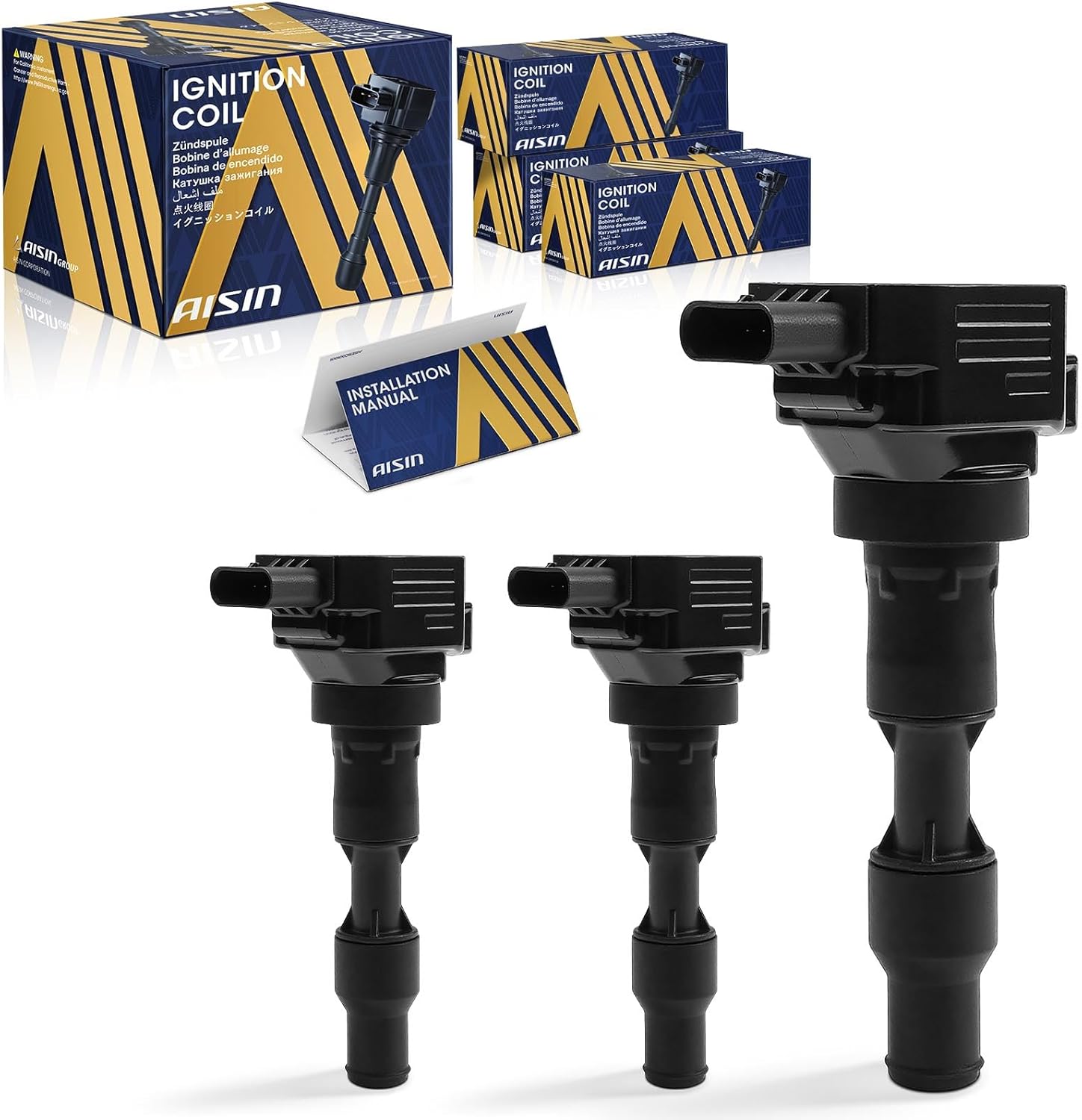 AISIN AFTERMARKET ESCAZ-00336 Pack of 3 Ignition Coils - Compatible with Kia Sorento K900 19-20, Sedona 19-21, Cadenza 17-20, Stinger 18-23, Hyundai Palisade 20-25, Genesis G70 19-25, G80 17-20