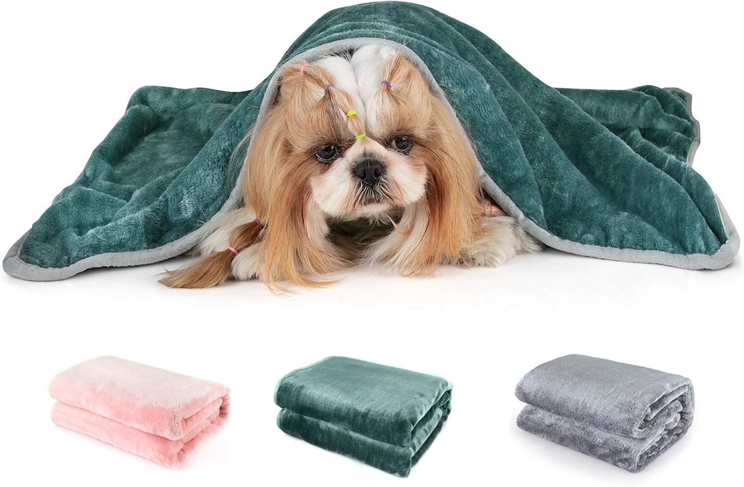 Dog Blanket Puppy Cat Kitten Pet Blanket 20 x 31 inch Green Fleece Throw Blanket for Small Medium Large Dogs Cats Soft Warm Washable Pet…