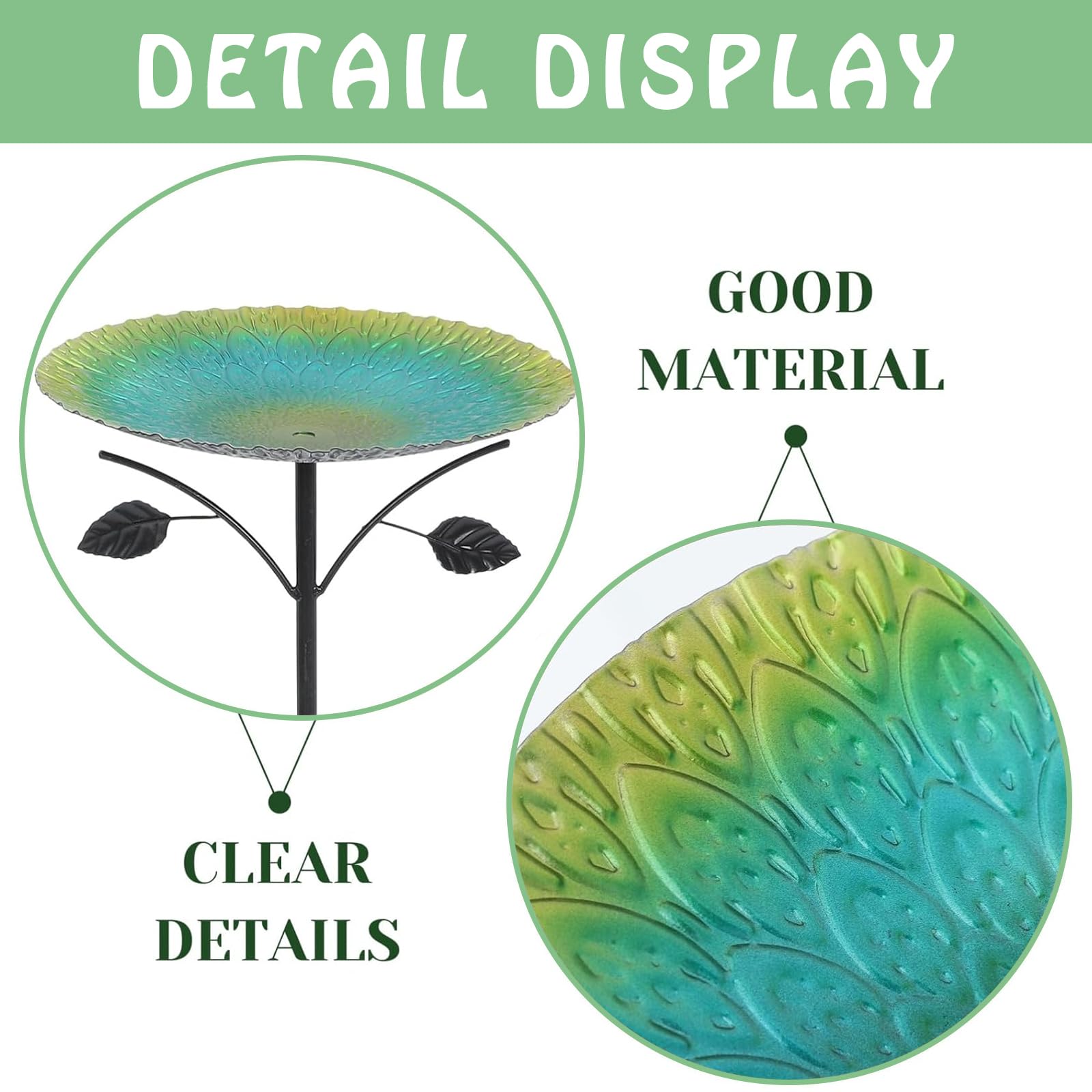 HIQE-FL Bain d'oiseaux,Abreuvoir Oiseaux 84cm,Mangeoires pour Oiseaux,Mangeoire Oiseaux,Bain pour Oiseaux,Bassin pour Oiseaux,Abreuvoir en Fonte,pour Jardin,Balcon,Terrasse