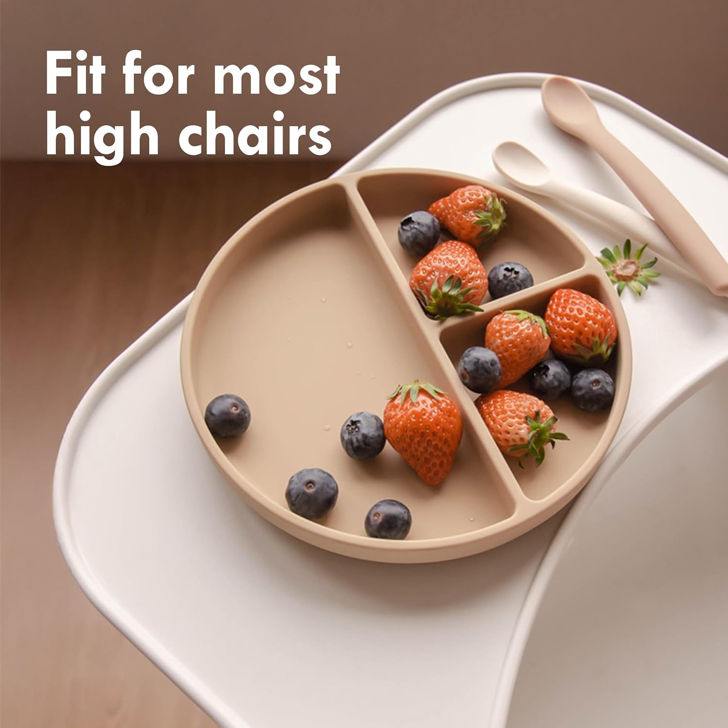 Moonkie Suction Plates for Baby | 100% Silicone BPA-Free Baby Plates with Lids and Food Cover | Divided Design | Microwave and Dishwasher Safe | Toddler Plates 2 Pack - Image 7