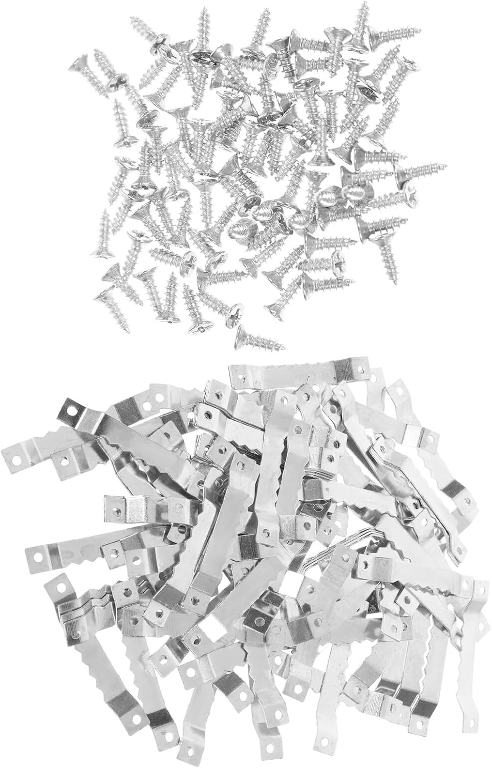 100pcs Silver Serrated Picture Frame Hooks Wall Hangers with Screws for Picture and Canvas Hanging Frame Hanging Hardware