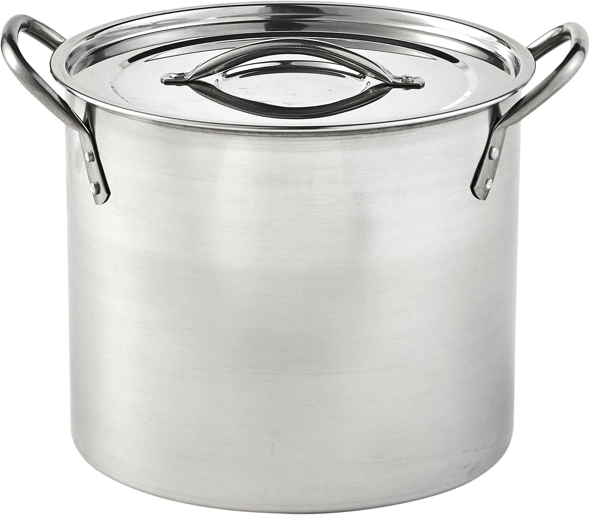 USA Stainless Steel Stock Pot 20-Quart, Silver | Mirror-Polished Finish, Durable Handles with Lid, Compatible with Glass and Electric Stoves, Ideal for Soups and Seafood