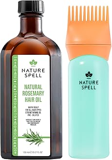Nature Spell Rosemary Oil for Hair Growth with Root Comb Applicator, Pre-Diluted Oil to Strengthen and Nourish Dry, Damaged Strands, For All Hair Types, 150ml