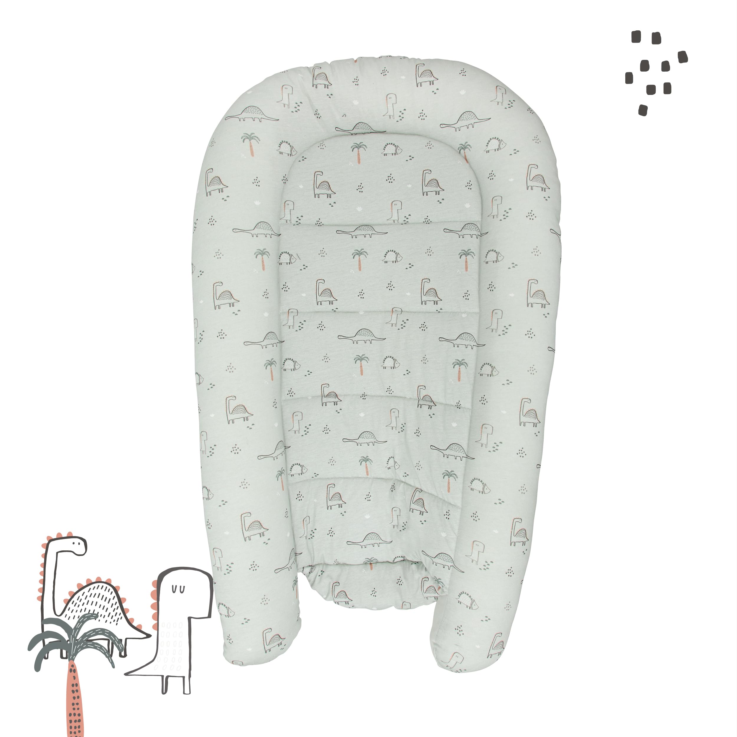 Nido de Bebé recien nacido 90 x 50 cm. Reductor de Cuna o Nido de Colecho para Bebe. Algodón peinado 100%. Cuna Portátil o de Viaje para recién Nacido. Saurio