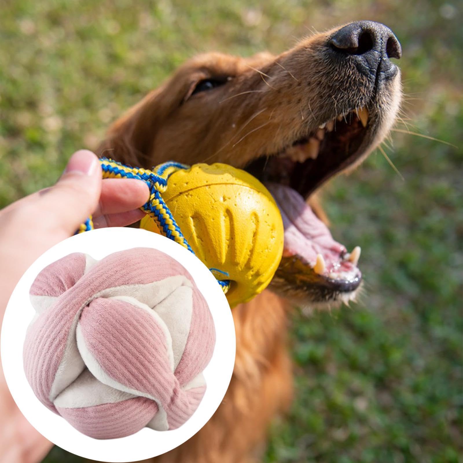 Balle pour Chien Jouet Squeaky Peluche Interactive Chewing Jouet Protecteur Mobilier Stimulant pour Chiens Moyens Adapté Usage Maison Ca, Rose