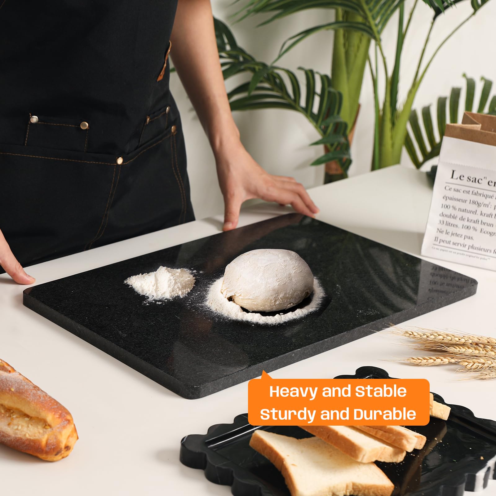 meat pie cutter on marble slab stable surface