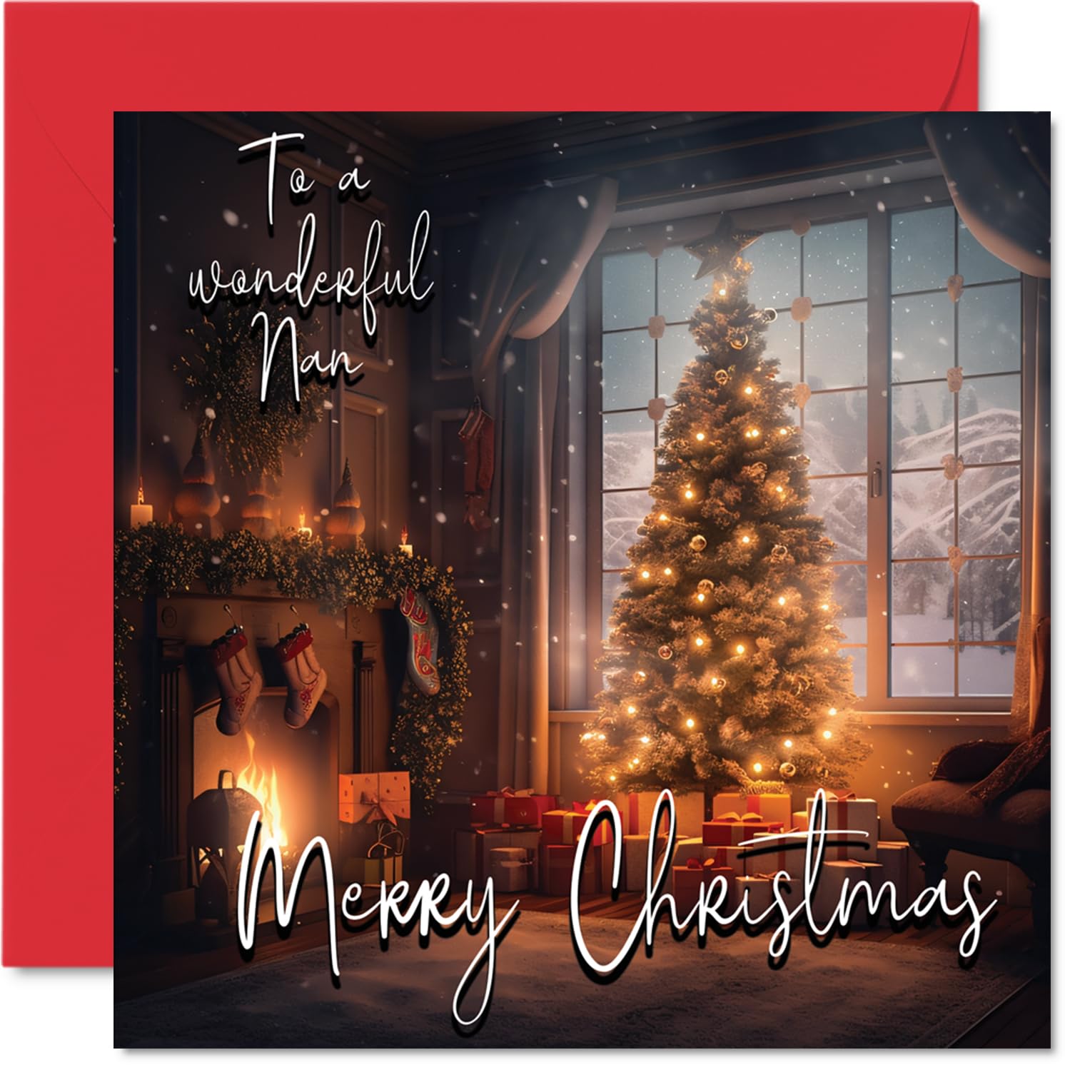 Biglietto Di Natale Per La Nonna Con Cagnolino – Cartolina Augurale Con Scritta 'To Nana From Grandchildren', Formato 121x184 Mm, Busta Inclusa