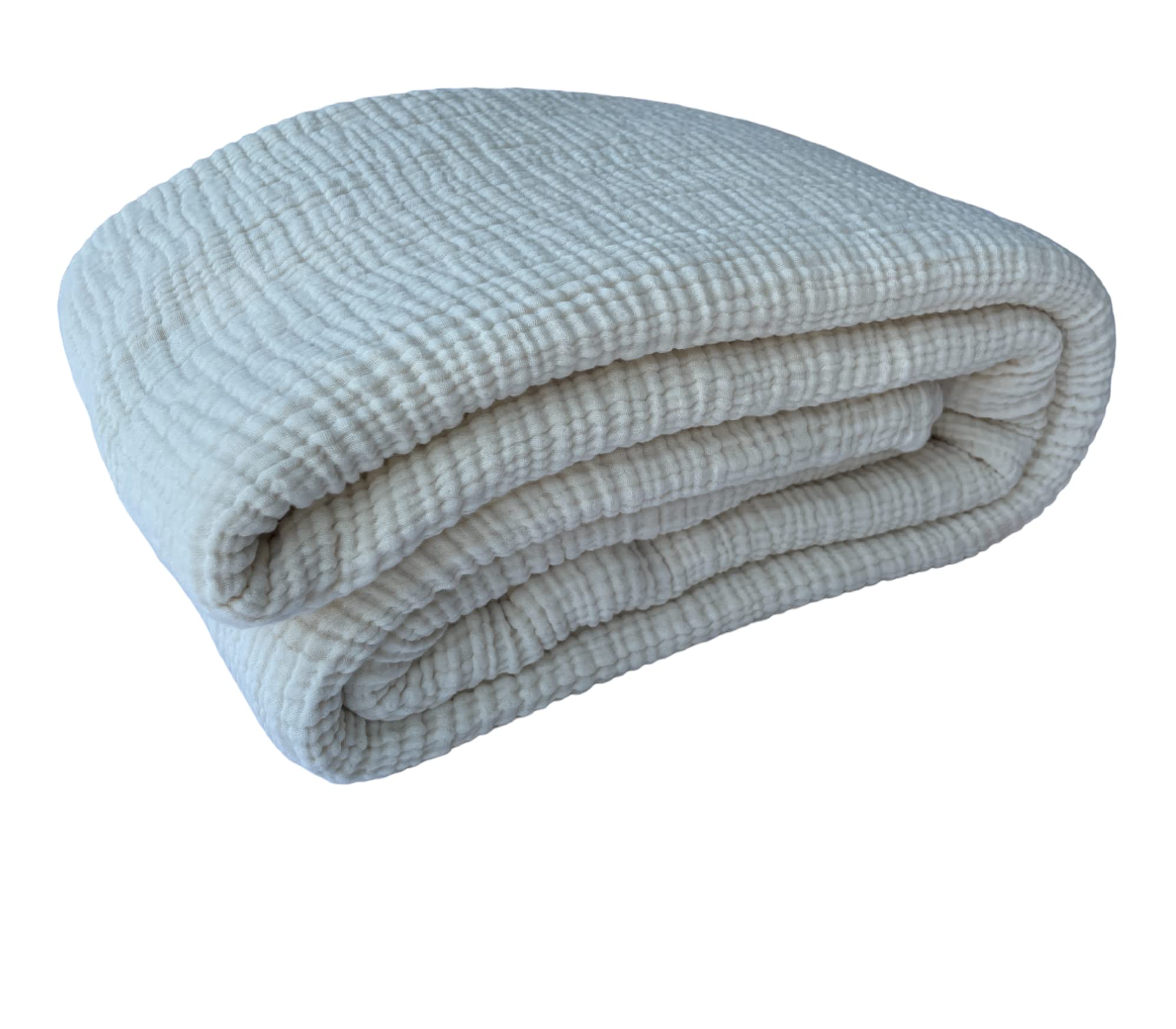 DEKADRON 100% katoenen mousseline deken, 4 lagen sprei, zachte Turkse katoenen mousseline bedhoes, omkeerbare sprei, beige kleur (230x240cm