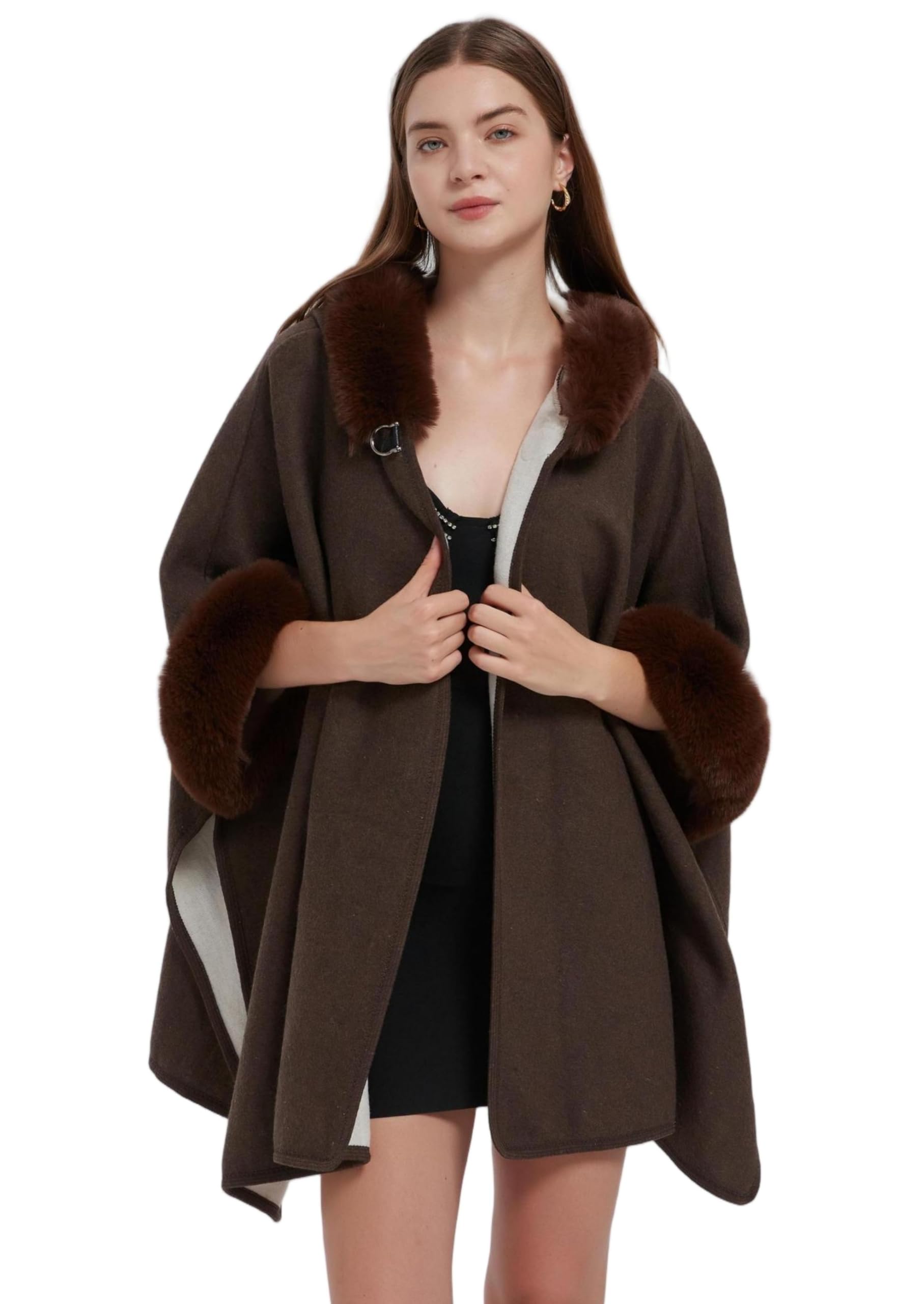 Women's Cardigan Shawl Cape Cloak Winter Warm Hoodie Cardigan Coat