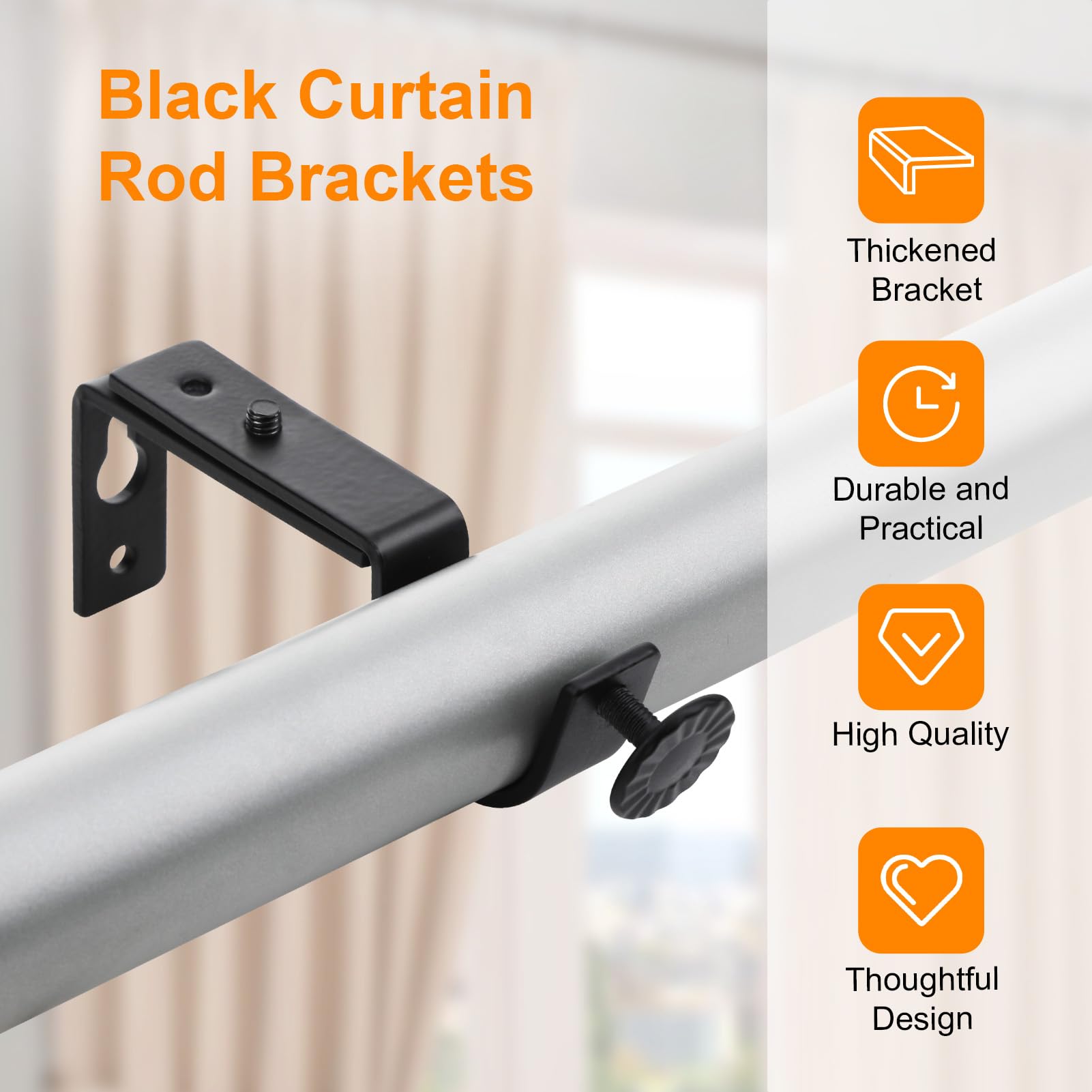 Supports De Tringle à Rideaux Plafond - Lot De 6, Alliage Alu - Pour Tringles 25 à 28 Mm - Blanc, Noir, Or Disponibles