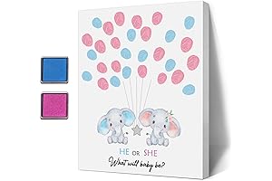 Elephant Theme Fingerprint Guestbook and Boy or Girl Gender Reveal Decorations