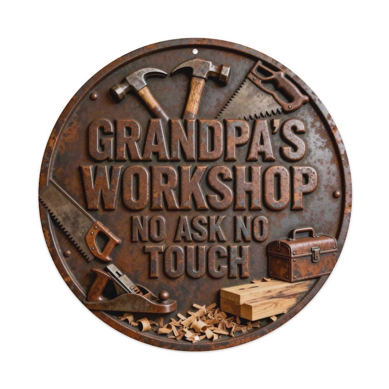 GRANDPA'S WORKSHOP NO ASK NO TOUCH Metal Tin Sign Plaque