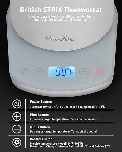 Miniatura 3 de Harriet Hervidor eléctrico de cuello de cisne, calor rápido de 1200 W, acero inoxidable de 0.8 L, control de temperatura de precisión y