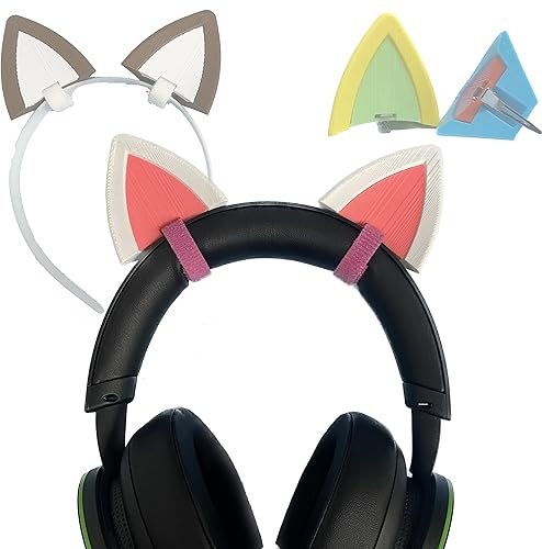 2x Cat Ears - Universal - Made In USA (White/Pink)
