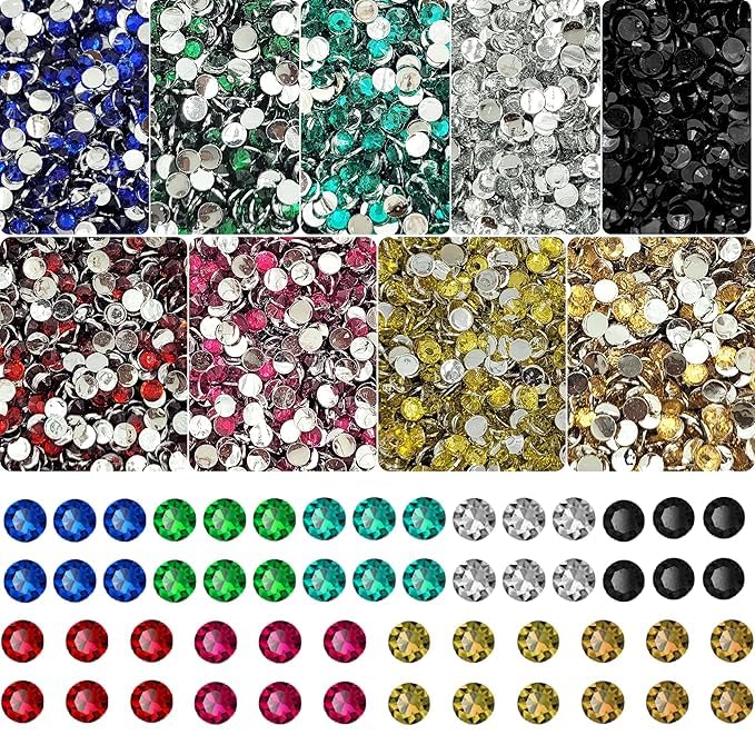 900 PCS Multicolor Flatback Rhinestones for Crafts, Nail Art & Fabric Decoration | Round Crystal Gems for DIY Embellishment, Sewing, Phone Case, Dress Design | Mixed Colors Rhinestone Kit-image-0