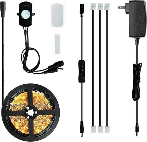 Miniatura 9 de Sensky Kit de tira de luces LED activadas por movimiento, de 19.7 pies, sensor de movimiento flexible para dormitorio, segura para armas, debajo del