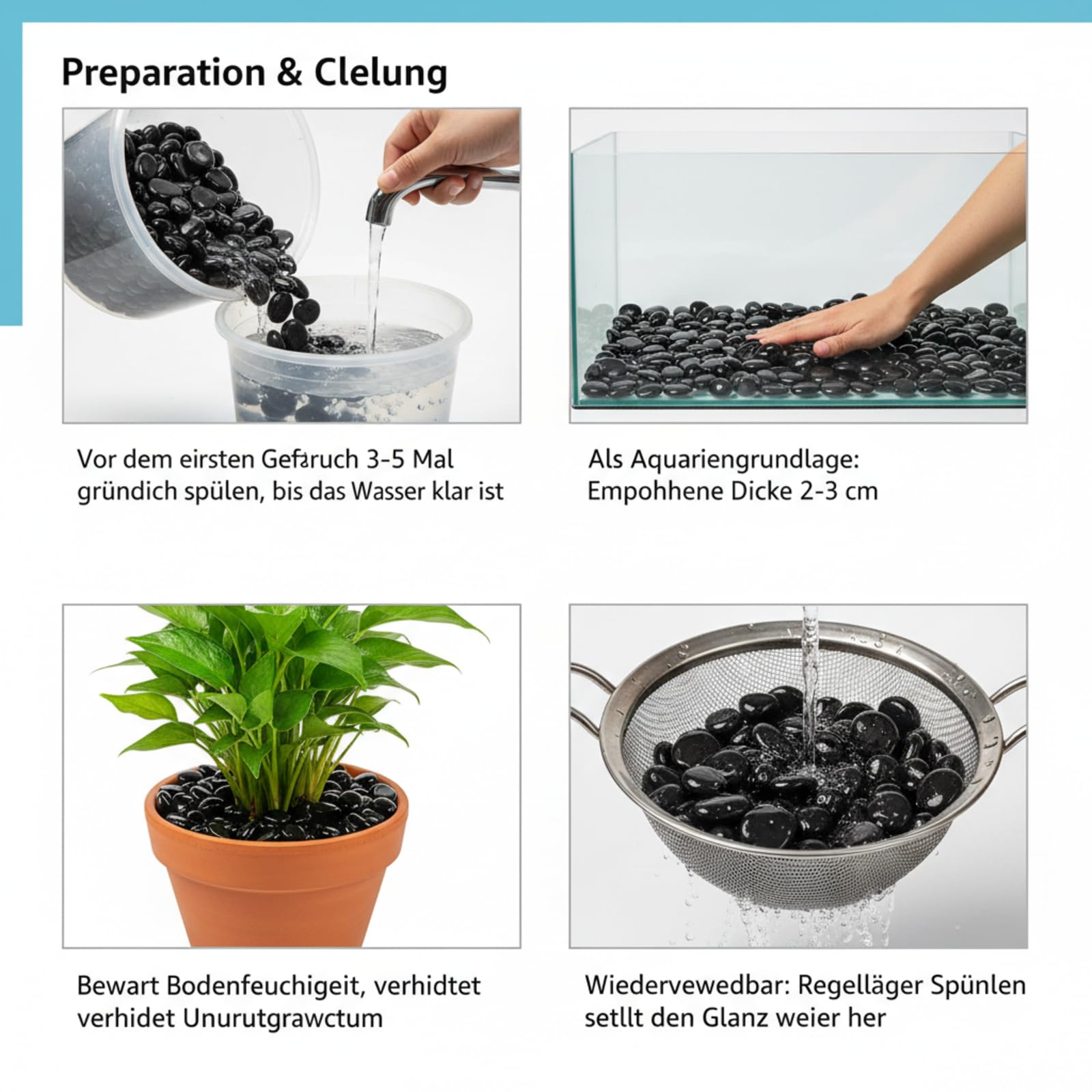 1 Kg Galets Naturels 3-5 cm Noir Poli Galets DéCoratifs pour Plantes en Bambou, Aquarium, Remplissage de Vase, Jardin Féérique, Décoration D'aquarium