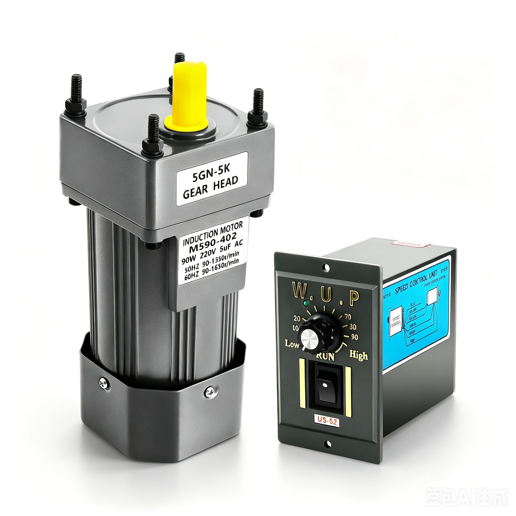 Motor de engranajes de 90W 220V CA, motor eléctrico, reductor de velocidad, motor monofásico, alto par, ajustable con controlador de velocidad 0-270RPM 5K