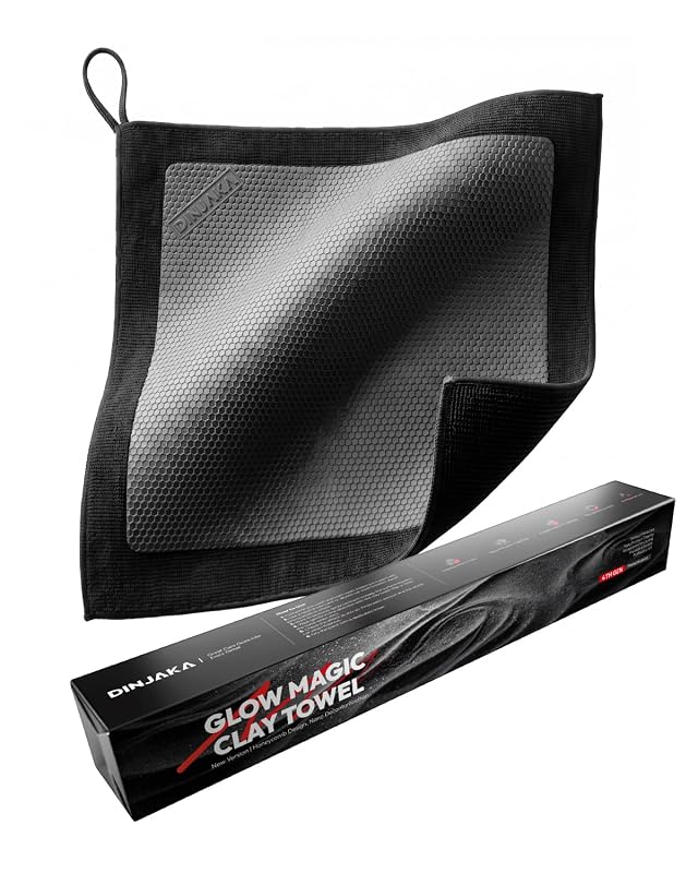 Toalha de Argila 2 em 1 DINJAKA para Detalhamento Automotivo, Superfície 3D Honeycomb e Microfibra 350 GSM, 30,5 x 30,5 cm, CT001