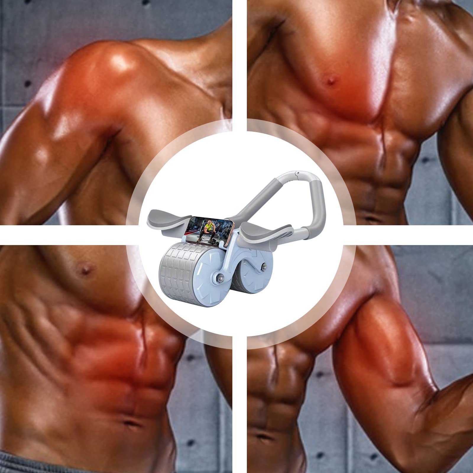 Ab Roller Rad mit Kniematte, Automatische Rebound Abdominal Rad, Ab Workout Ausrüstung Ab Stimulator Übungsräder für Home Gym, Ab Roller für Männer und Frauen Abs Workout