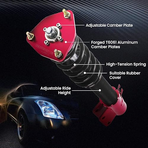Miniatura 7 de maXpeedingrods Coilovers - Altura ajustable para Subaru Impreza WRX 2000-2007 STI 2000-2004 para Saab 9-2X 2005-2007 GGA GGE, resortes de bobina de