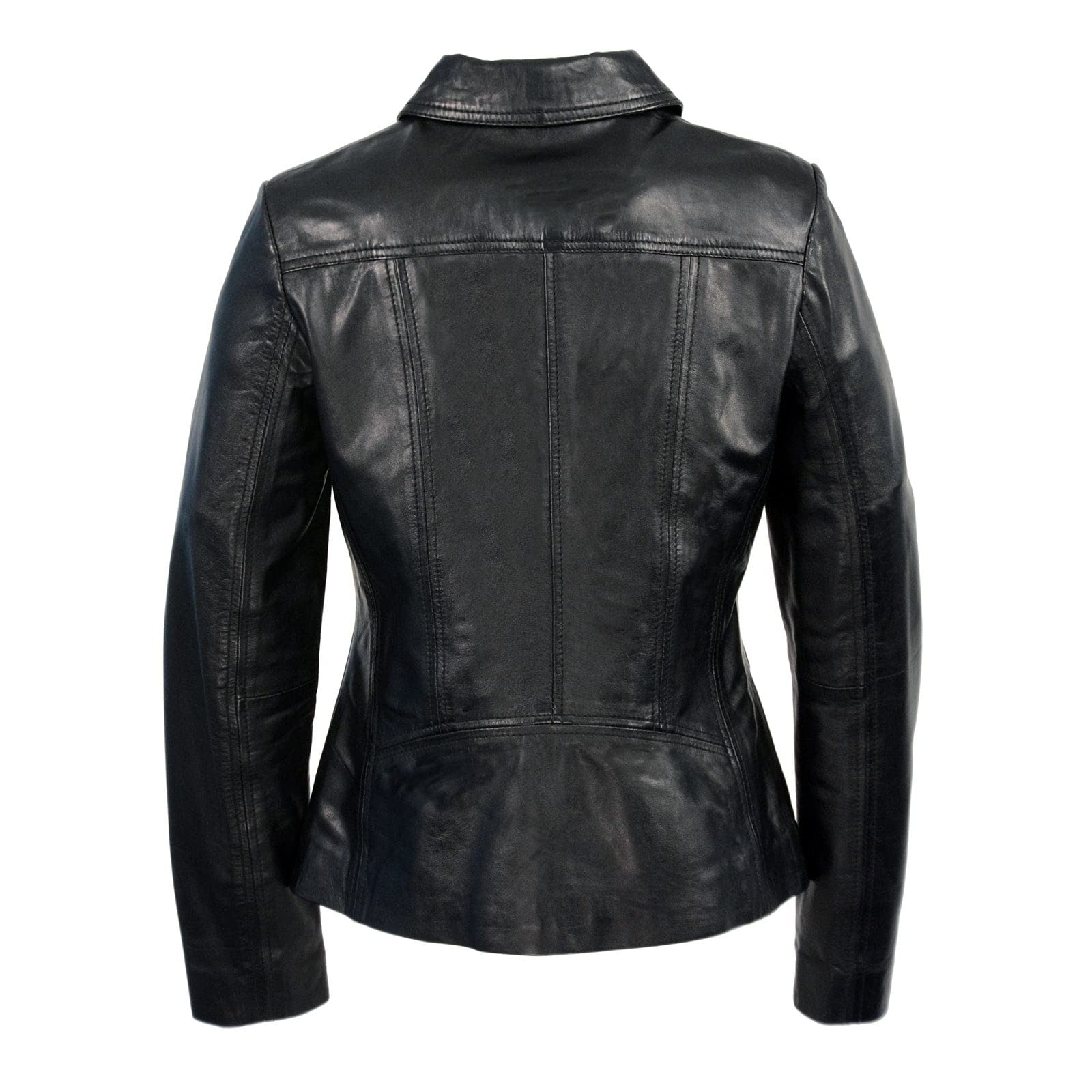 Milwaukee Leather SFL2850 Women's Classic Black Zippered Motorcycle Style Fashion Leather Jacket with Shirt Style Collar - 2X-Large