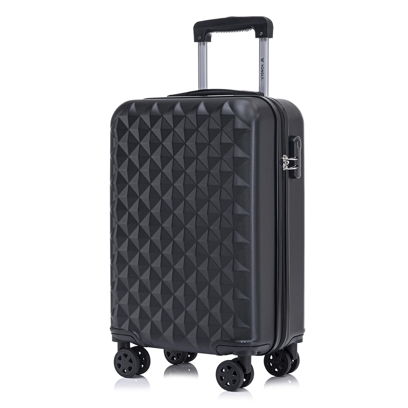 YONSLY Trolley Koffer Set, Reisekoffer, Rollkoffer Handgepäck, Kabinkoffer Suitcase, Gepäckset mit 360° Rollen, Hartschalenreisekoffer, Zahlenschloss, Gummigriff