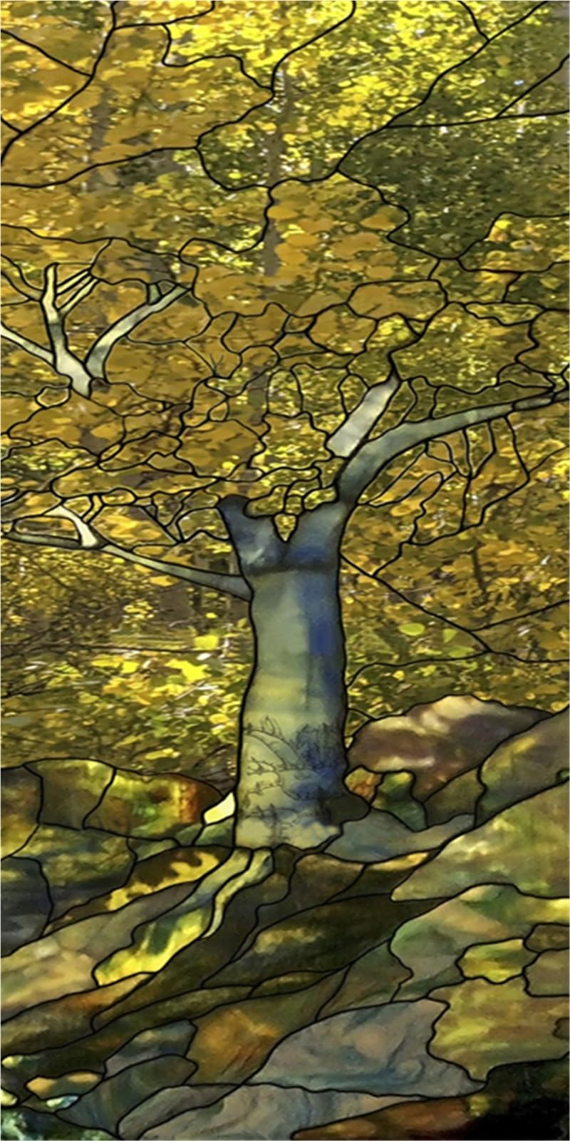Stained Glass Window Film,Frosted Privacy, Static Cling,Vintage Colorful Stickers for Glass Windows(Color 27,56X116cm)