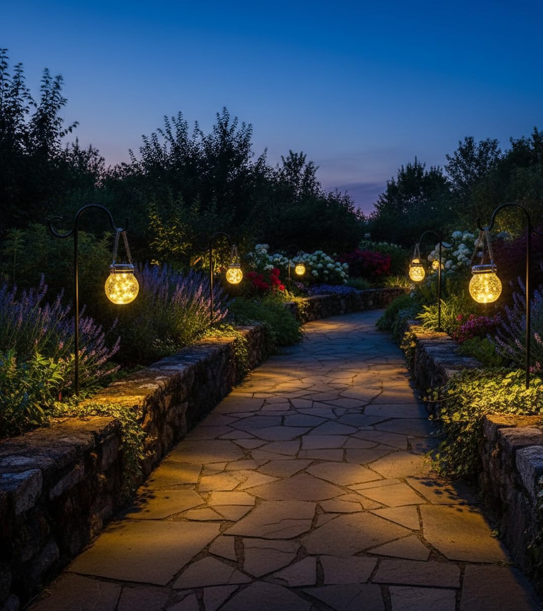 BEL AIR HOME - Lot de 2 Suspensions Solaires LED en Verre 3000K IP65 - Éclairage Extérieur Automatique 8-12h - Déco Élégante pour Jardin, Patio - 30 LEDs Chaudes, Verre