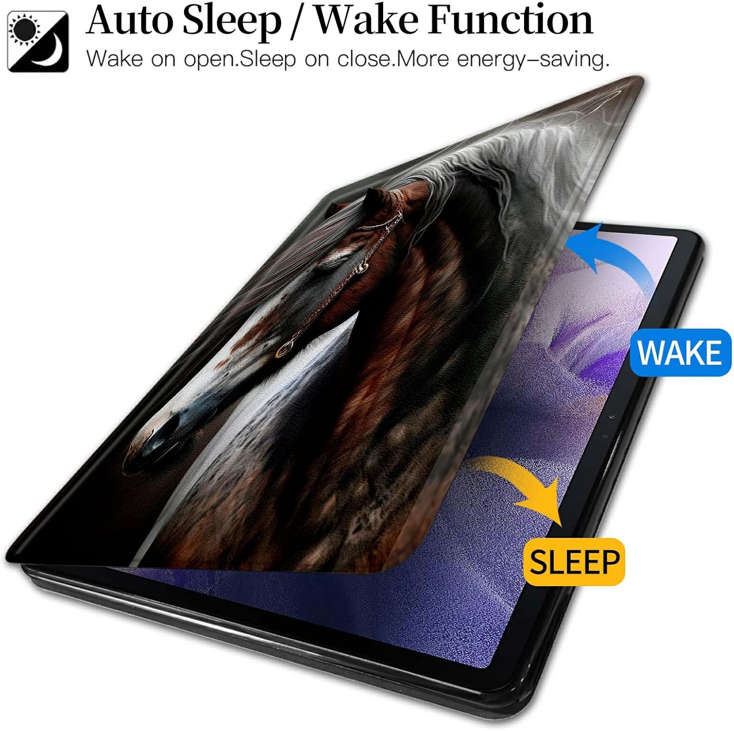 Horse Pattern Case for Kindle Fire HD 8 & Fire HD 8 Plus Tablet (12th/10th Generation,2024/2022/2020 Release),360 Degree Rotating Stand Protective Cover with Auto Sleep/Wake
