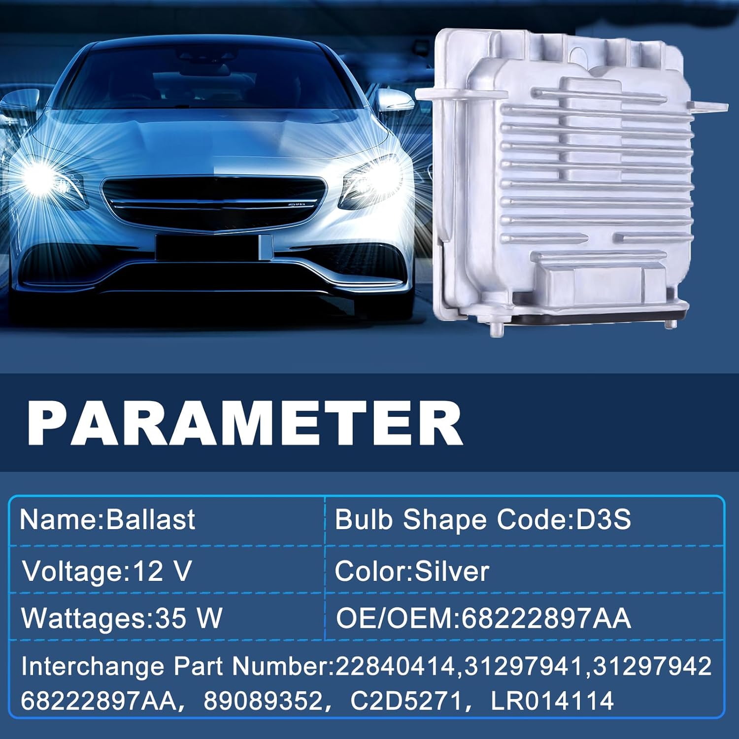 89089352 D3S HID Headlight Ballast Fit for GMC Acadia 2013-2015,Plug and Play Headlight Control Unit Module Fit for Buick Enclave 2013-2017,for Jeep Grand Cherokee 2014-2020 68222897AA LR014114