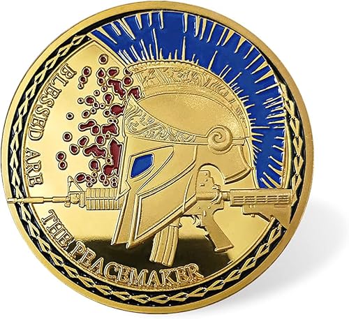 Moneda de desafío de la policía de EE. UU. Monedas de oración de línea azul fina para guerrero espartano Gracias por su servicio Regalo de