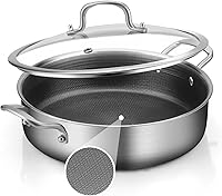 Vista 9 de Sartén Saltear de Acero Inoxidable de Tres Capas de 7 Cuartos, Sartén Antiadherente de 12 Pulgadas con Tapas, Utensilios de Cocina de Calor Rápido