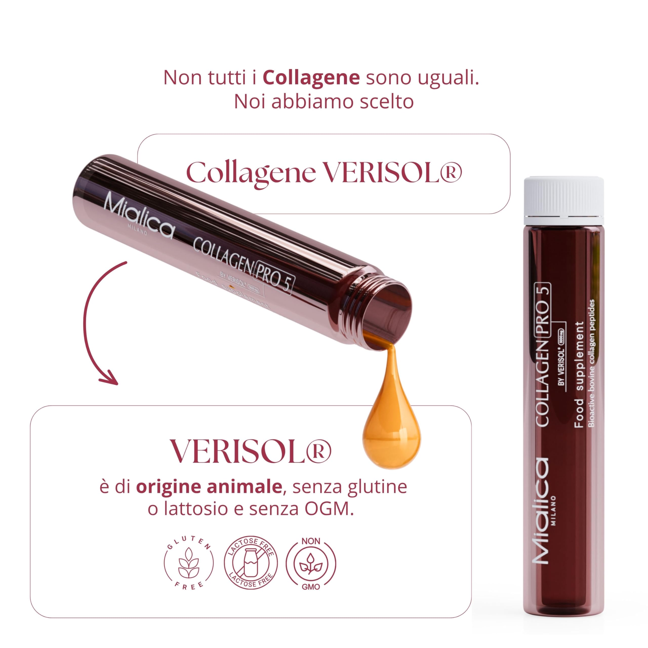 Collagen PRO 5 – Integratore di Collagene Verisol con Vitamina C e 5 Attivi, Supporto per Pelle, Articolazioni e Capelli – Formula Completa Anti-Age - 15 fialoidi