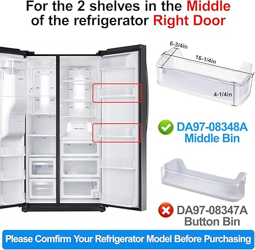 Miniatura 4 de [Paquete de 2] DA97-08348A actualizado para repisa de puerta de refrigerador de repuesto para piezas de refrigerador Samsung RS265TDRS RS25H5111BC