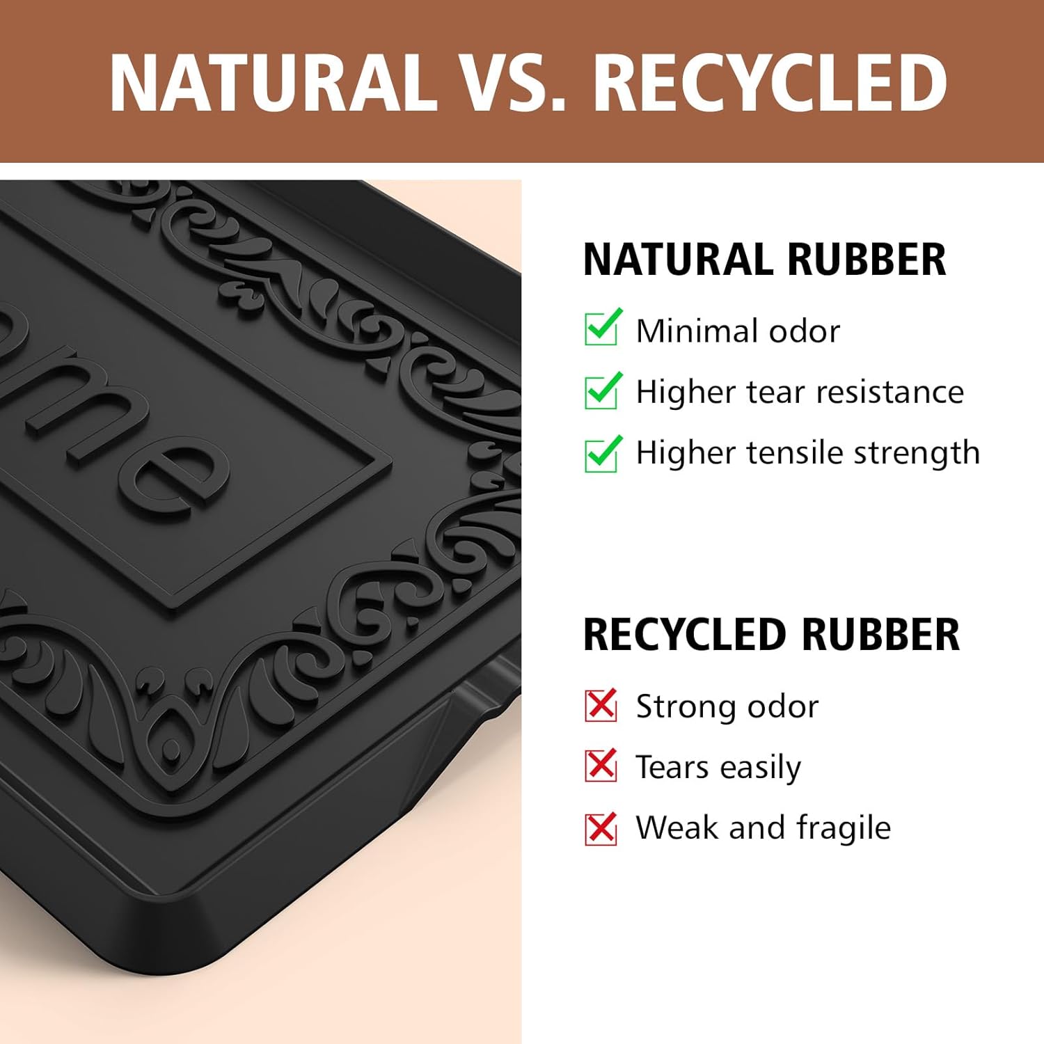 Natural Rubber Boot Tray Heavy Duty Shoe Mat Tray for Entryway with Shoe Brush Large Boot Mat Tray Multi-Purpose for Indoor or Outdoor