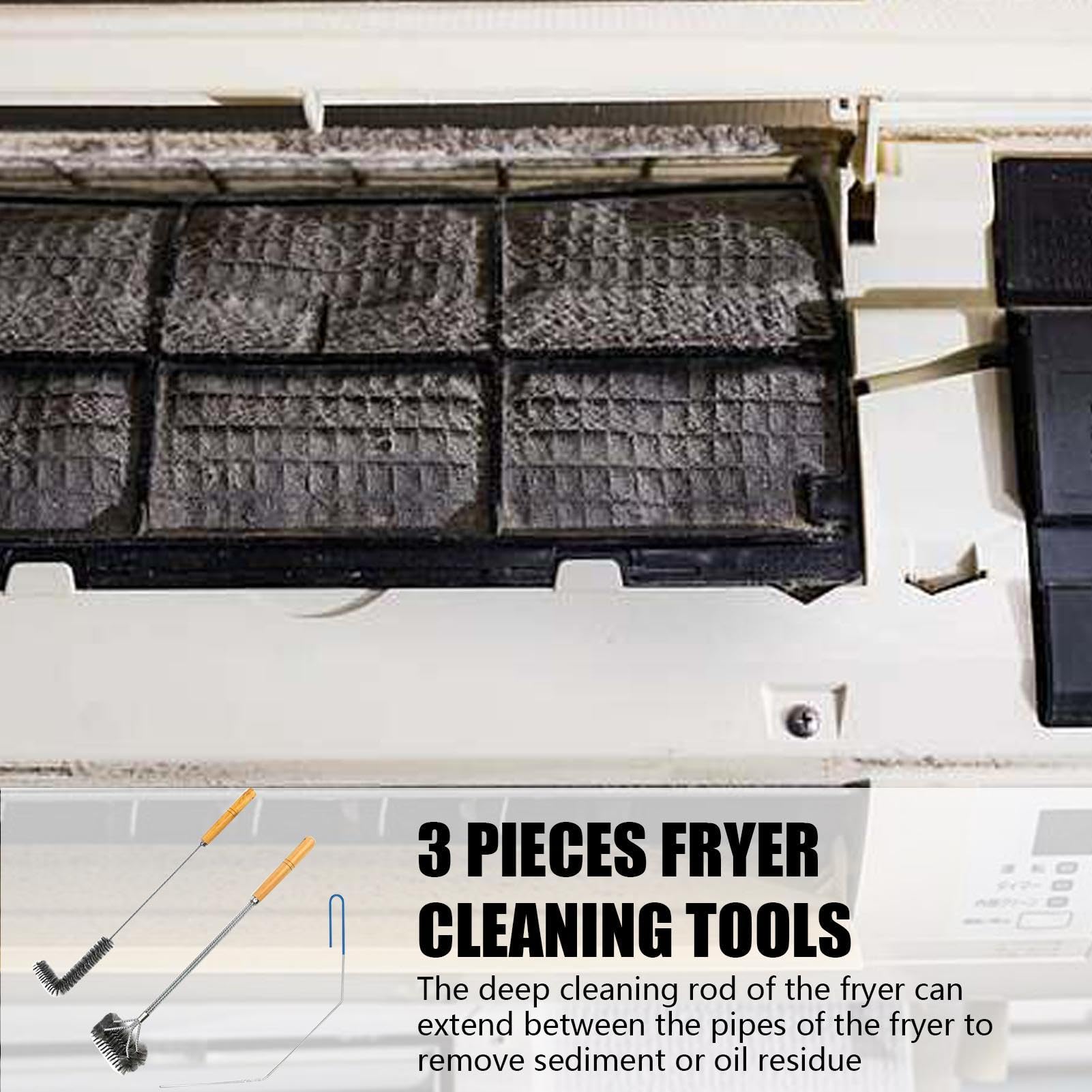 Kit de limpieza de cepillo de alambre para freidora de 3 pulgadas | herramientas de estropajo resistentes