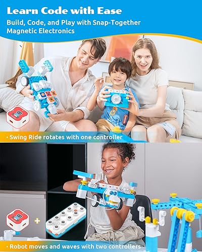 Miniatura 3 de WhalesBot A7 - Kit de robot de codificación y control remoto 36 en 1 para niños, juego de construcción educativo de más de 160 piezas con sensores y