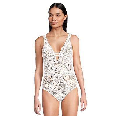 BECCA Color Play Crochet Plunge One Piece Women